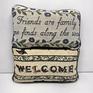 Pair Of Floral Vtg Tapestry Accent Throw Pillows 12x7 Cottage Core Granny Core